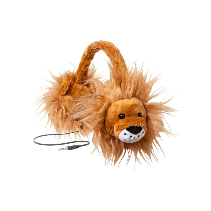 Animalz Furry Retractable Volume Limiting Over-the-Ear Headphones - Lion