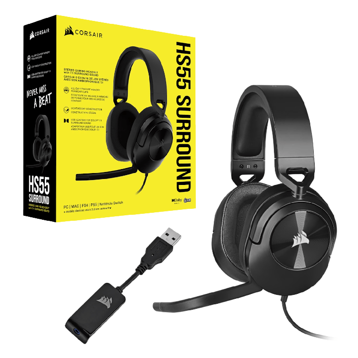 Corsair HS55 Surround Wired Gaming Headset - Carbon Black