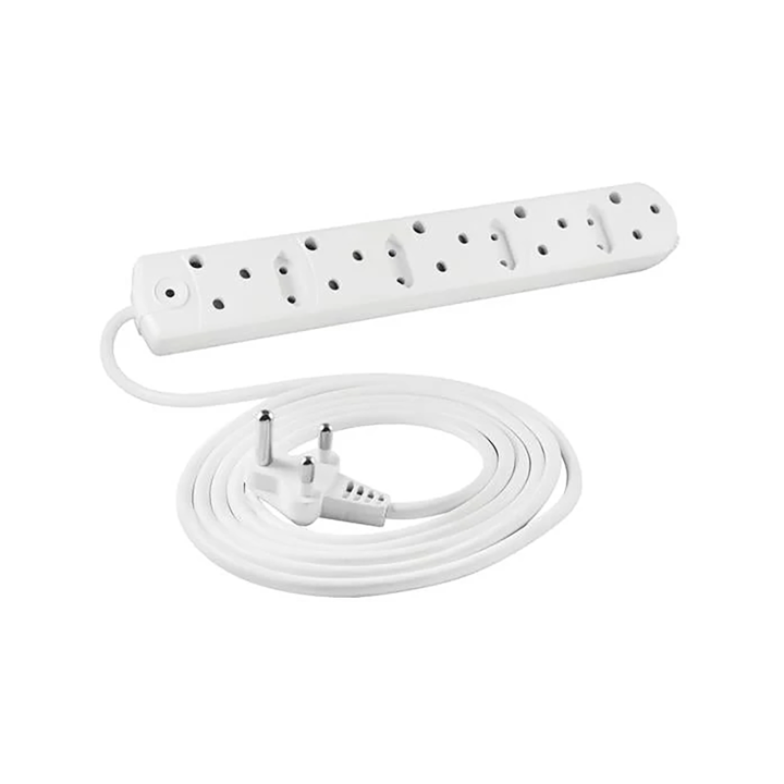 5 Way Low Cost Power Duct 16A + 3M PVC White Crabtree M/PLUG U/SW + O/L C2035/3P