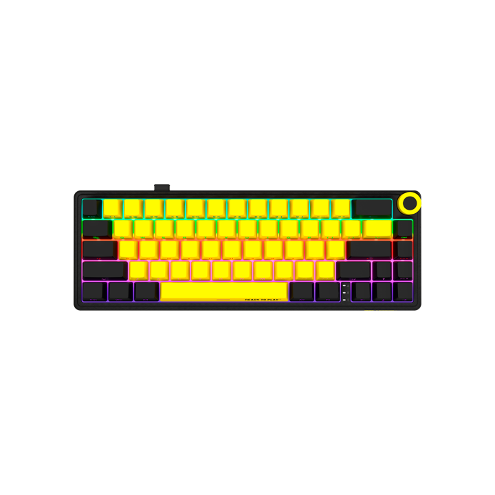 LORGAR KBP70MW, Wireless 65% Mechanical Gaming Keyboard Pro, Black/yellow, EN layout