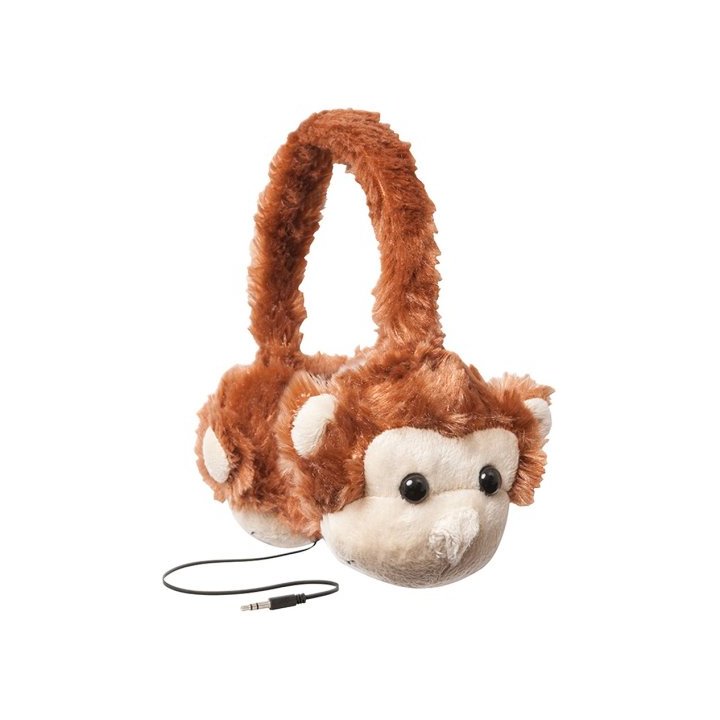 Animalz Furry Retractable Volume Limiting Over-the-Ear Headphones - Monkey