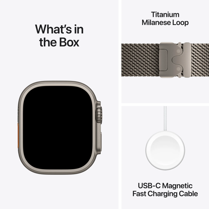 Apple Watch Ultra 4 GPS + Cellular 49mm Natural Titanium Case with Natural Titanium Milanese Loop - S