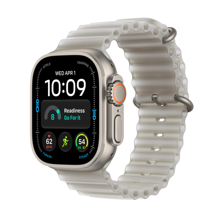 Apple Watch Ultra 4 GPS + Cellular 49mm Natural Titanium Case with Translucent Grey Ocean Band