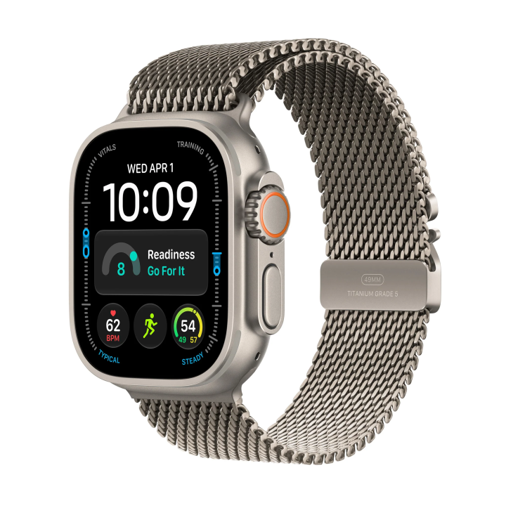 Apple Watch Ultra 4 GPS + Cellular 49mm Natural Titanium Case with Natural Titanium Milanese Loop - L