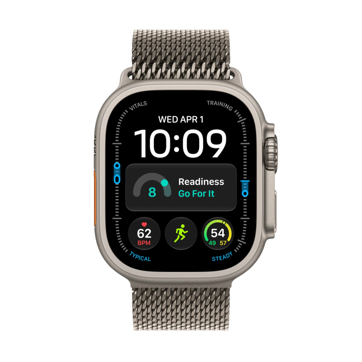 Apple Watch Ultra 4 GPS + Cellular 49mm Natural Titanium Case with Natural Titanium Milanese Loop - L