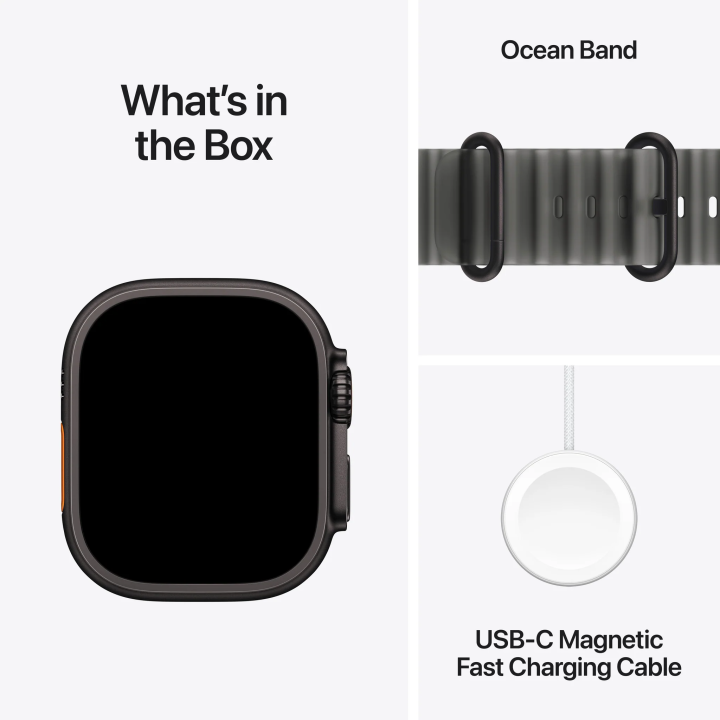 Apple Watch Ultra 4 GPS + Cellular 49mm Black Titanium Case with Translucent Black Ocean Band