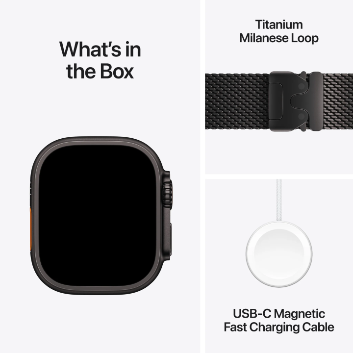 Apple Watch Ultra 4 GPS + Cellular 49mm Black Titanium Case with Black Titanium Milanese Loop - L