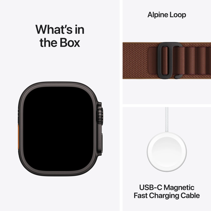 Apple Watch Ultra 4 GPS + Cellular 49mm Black Titanium Case with Burgundy Alpine Loop - M