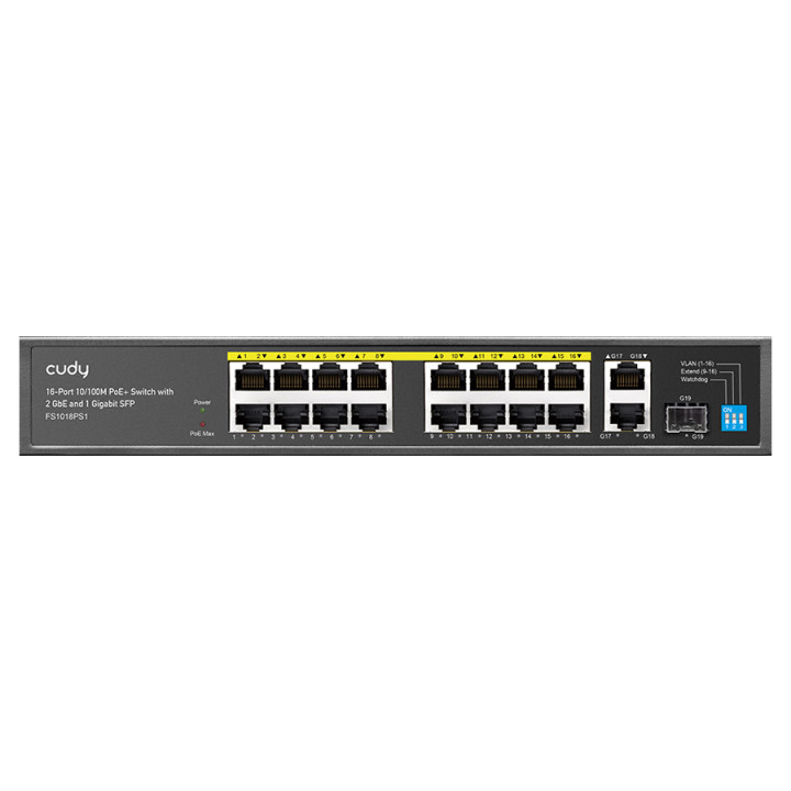 Cudy 16 Port Fast Ethernet PoE 190W 2 Gigabit 1SFP Switch 