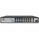 Scoop 16 Port Fast Ethernet AI PoE Switch 2GE/1SFP Uplink