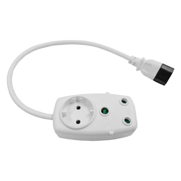 Multi Plug 1x16A 1x5A 0.5m IEC Cord White