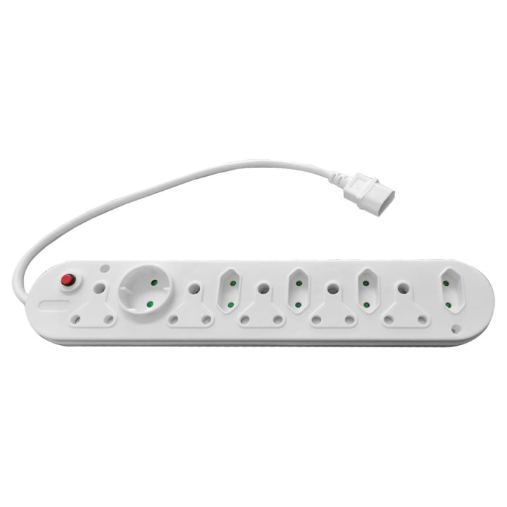 Multi Plug 5x16A 5x5A 0.5m IEC Cord White