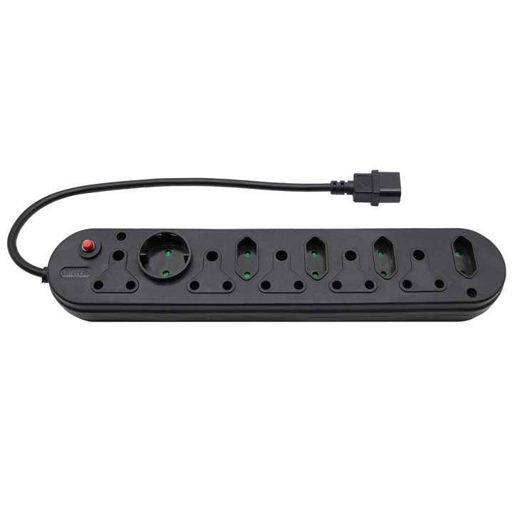 Multi Plug 5x16A 5x5A 0.5m IEC Cord Black