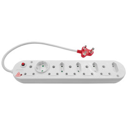 Multi Plug 5x16A 5x5A 0.5m Cord Surge Protected White