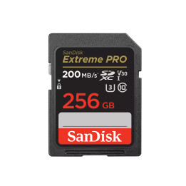 SanDisk Extreme Pro SD UHS I 256GB Card for 4K Video for DSLR and Mirrorless Cameras 200MB/s Read & 140MB/s Write, Lifetime Warr