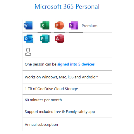 Microsoft 365 Personal - 1YR