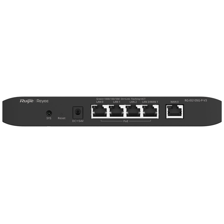 Reyee 5 Port Gigabit 2 WAN 4 PoE 54W 100 User Cloud Router 