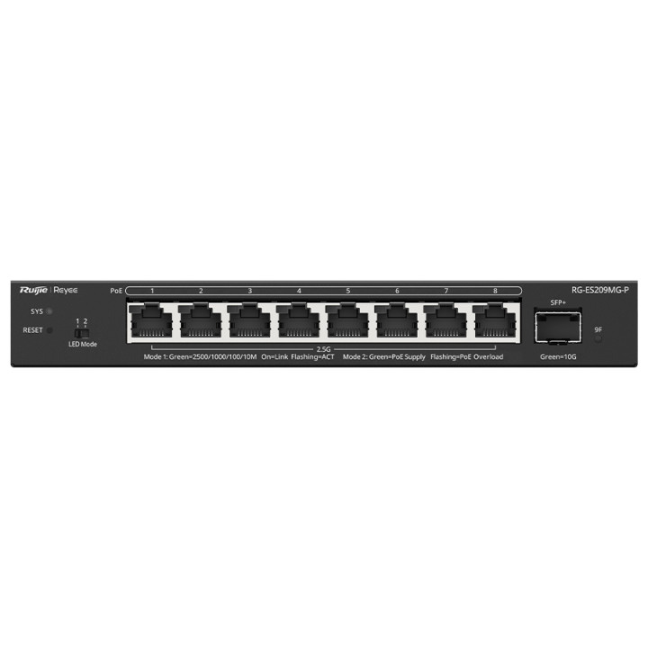 Reyee 8 Port 2.5Gbps PoE 130W 1SFP+ Smart Managed Switch 