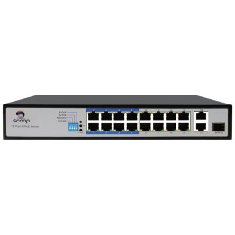 Scoop 16 Port Fast Ethernet PoE 150W 2 Gigabit 1SFP Switch