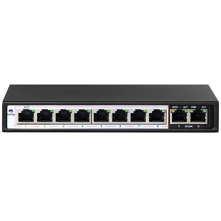 Scoop 10 Port Gigabit 8 PoE 96W Switch