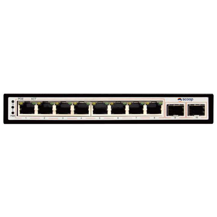 Scoop 8 Port Gigabit PoE 96W 2SFP Switch
