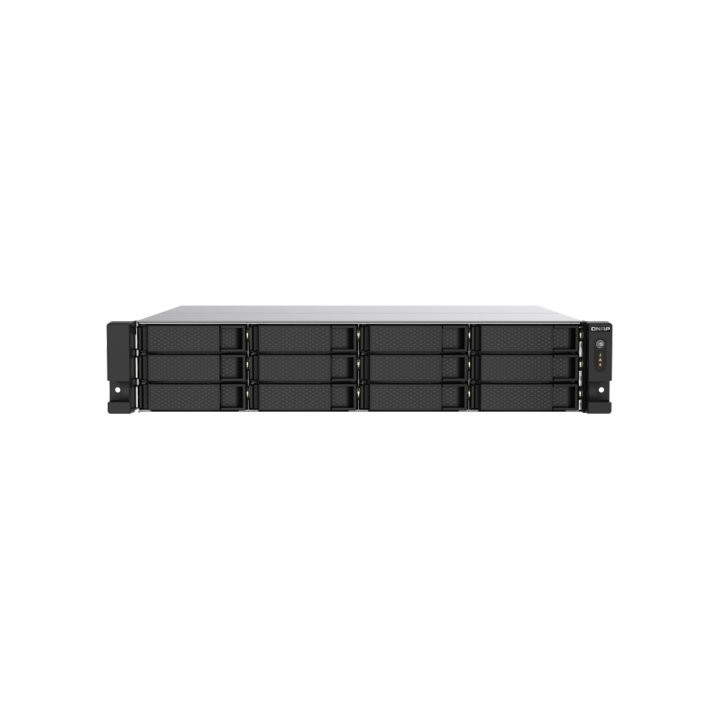 QNAP 12-Bay 12-bay rackmount NAS, AMD Ryzen V1000 series V1500B 4C/8T 2.2GHz, 8GB DDR4 RAM 10GbE & M.2 NVMe/SATA SSD USB 3.2 Gen