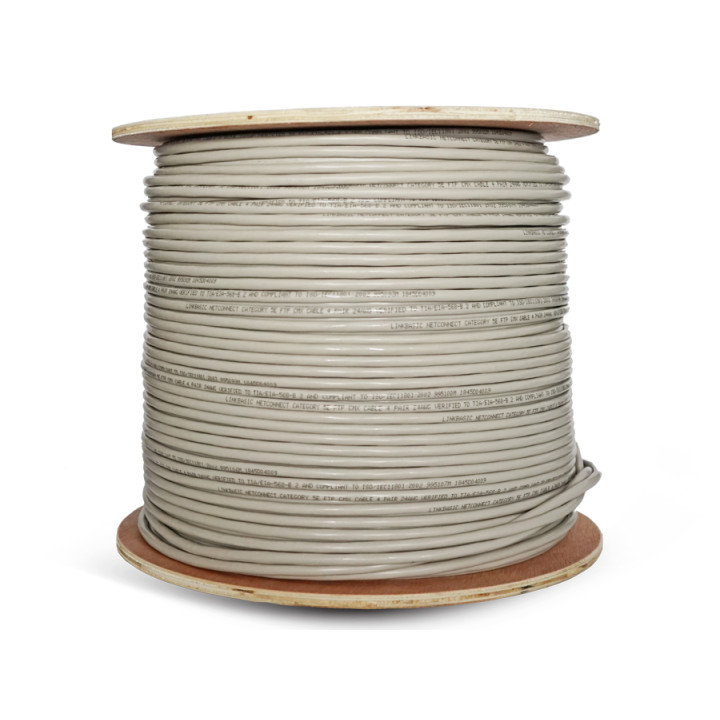 Linkbasic 305m Drum Cat5e Solid Shielded Grey FTP Cable