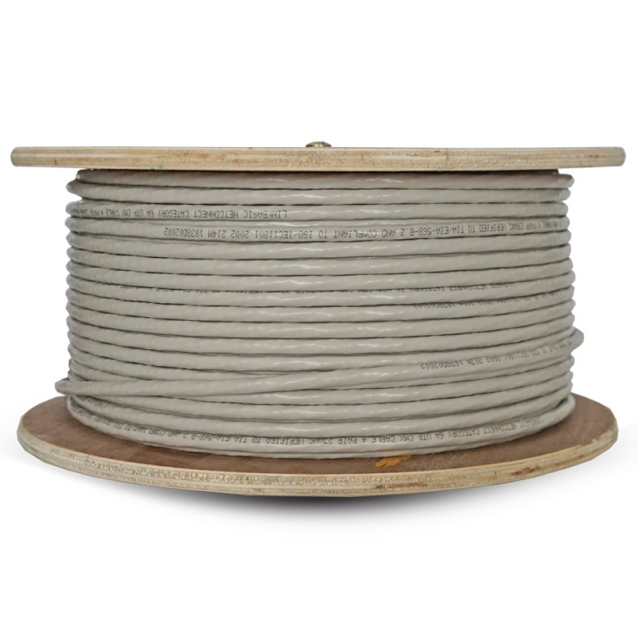 Linkbasic 100m Drum Cat6a Solid Grey UTP Cable