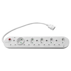 Multi Plug 5x16A 5x5A 0.5m IEC Cord White