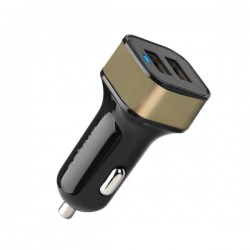 CC340 Dual USB Car Charger 24W - Black / Gold 