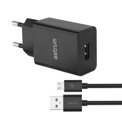 Pro U20 USB-A 10W 2A Wall Fast Travel Charger + Micro USB Cable – Black