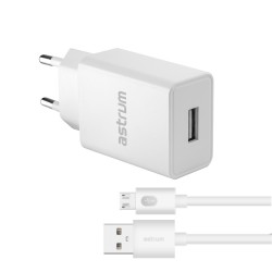 Pro U20 USB-A 10W 2A Wall Fast Travel Charger + Micro USB Cable – White