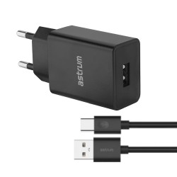 Pro U20 USB-A 10W 2A Wall Fast Travel Charger + Type-C Cable – Black