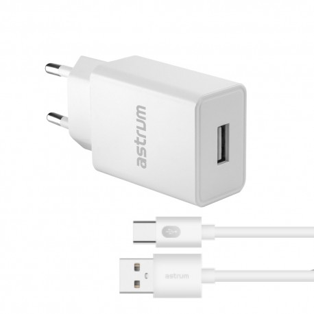 Pro U20 USB-A 10W 2A Wall Fast Travel Charger + Type-C Cable – White