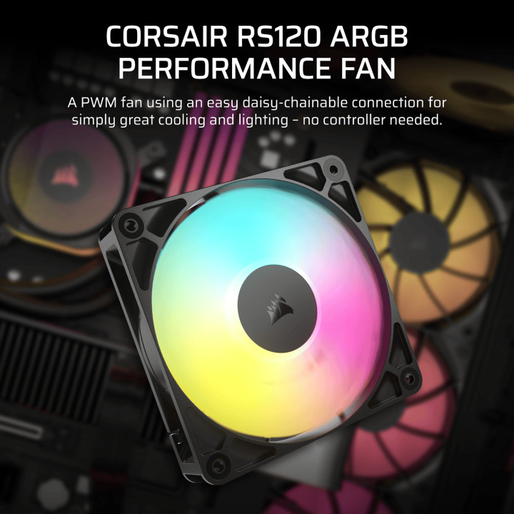 Corsair RS120 ARGB 120mm PWM Fan - Black
