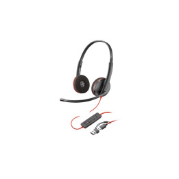 HP Poly Blackwire 3220 Stereo USB-C Headset with USB-C to USB-A Adapter | Noise-Cancelling Business Headset