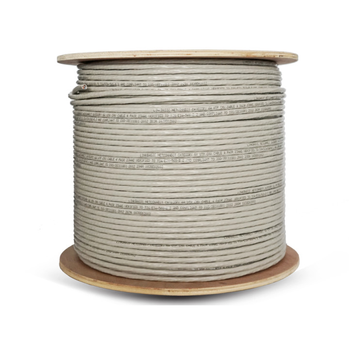 Linkbasic 305m Drum Cat6a Solid Grey UTP Cable